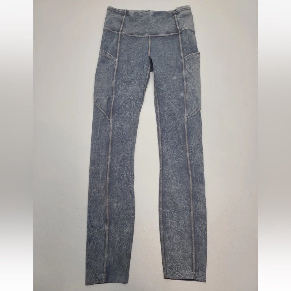 Lululemon Fast Free High Rise Tight 25" Ice Dye Ice Wash Asphalt Grey Size 4